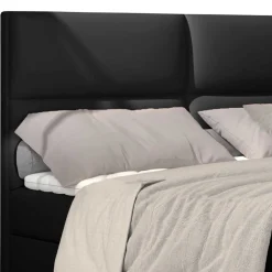 Stauraum-Polsterbett in Schwarz Kunstlederbezug - Malka