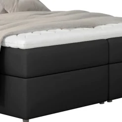 Stauraum-Polsterbett in Schwarz Kunstlederbezug - Malka