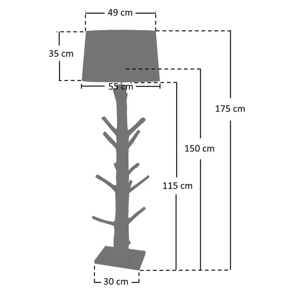 Stehlampe mit Stoffschirm und Naturholz Fuß - Longli