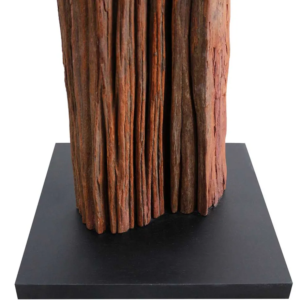 Stehlampe mit Stoffschirm und Treibholz Stele - Duvianco