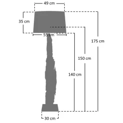 Stehlampe mit Stoffschirm und Treibholz Stele - Duvianco