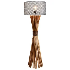 Stehleuchte mit Gitterschirm und Treibholz Fuß - Pamela