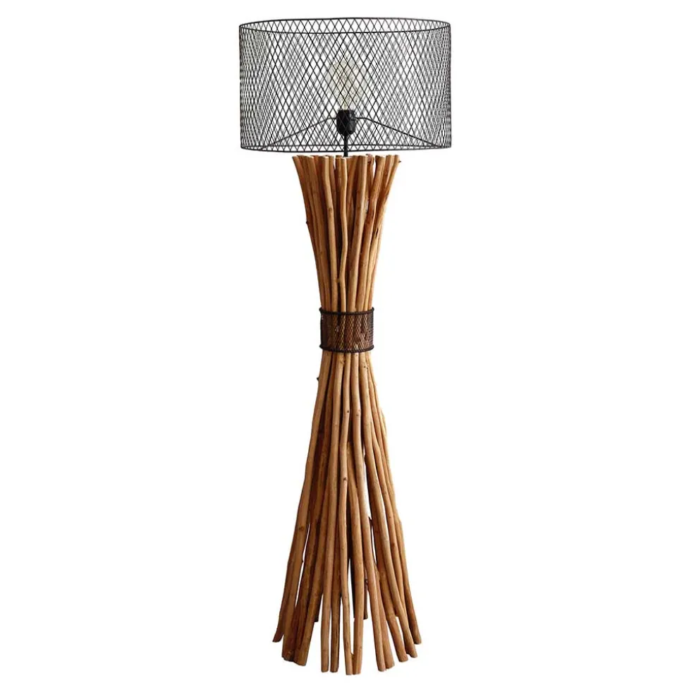 Stehleuchte mit Gitterschirm und Treibholz Fuß - Pamela
