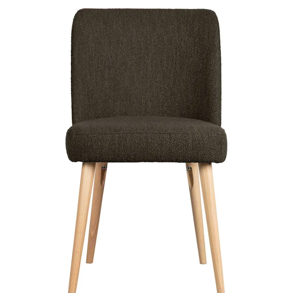 Stühle aus braunem Boucle Stoff - Convilla (2er Set)