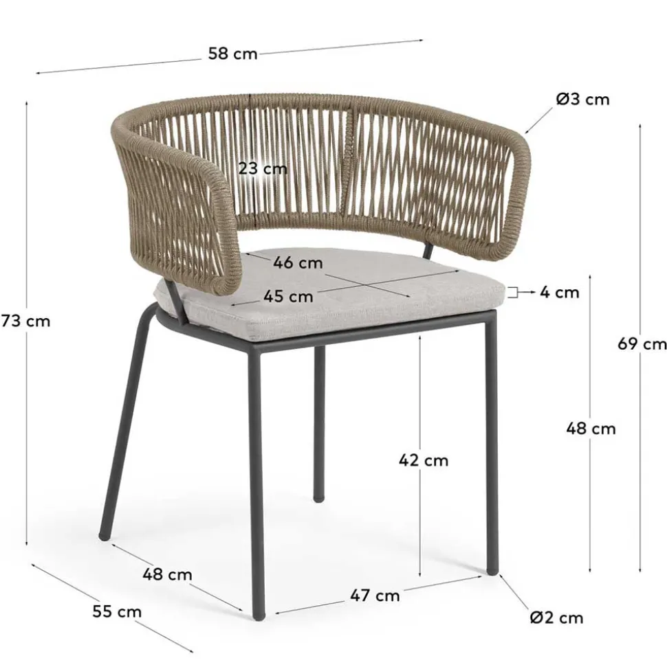 Stühle aus Kordelgeflecht Beige - Wanisha (4er Set)