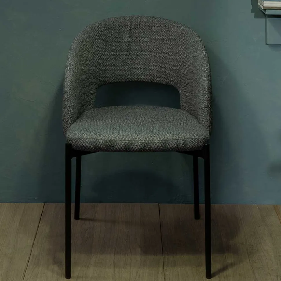 Stühle aus Strukturstoff Grau - Makimona (2er Set)