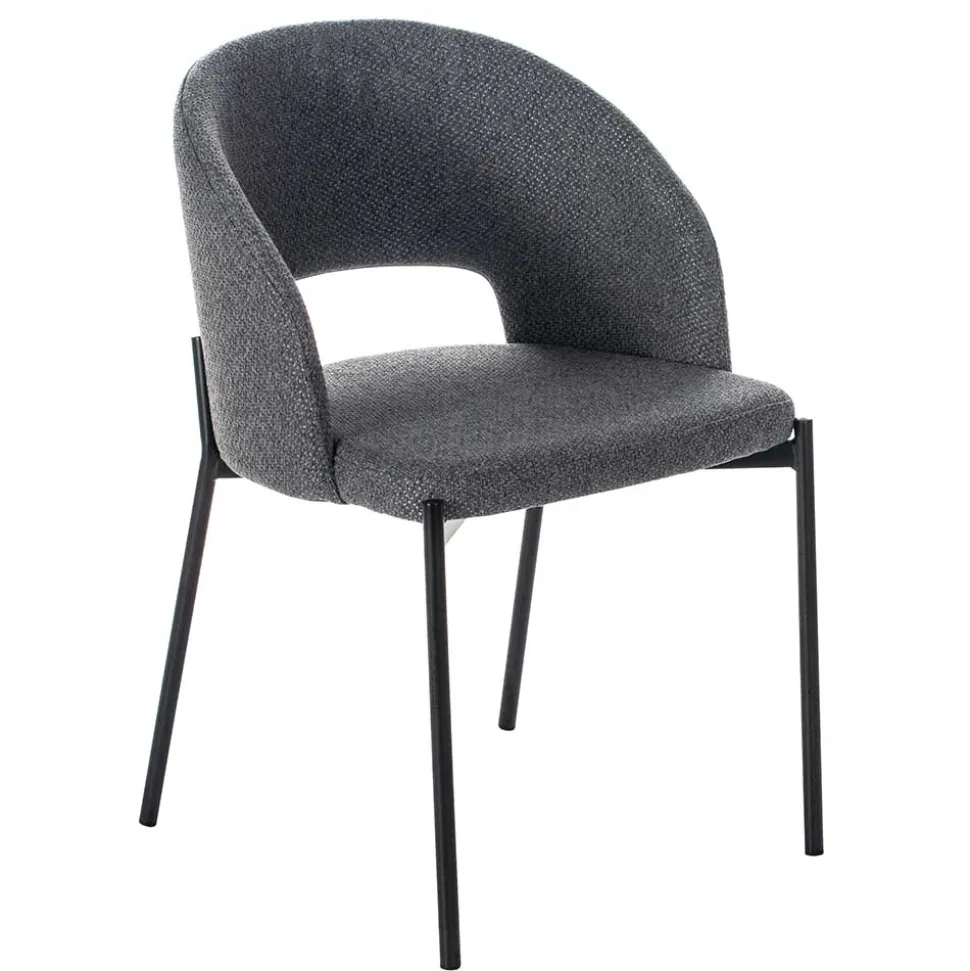 Stühle aus Strukturstoff Grau - Makimona (2er Set)