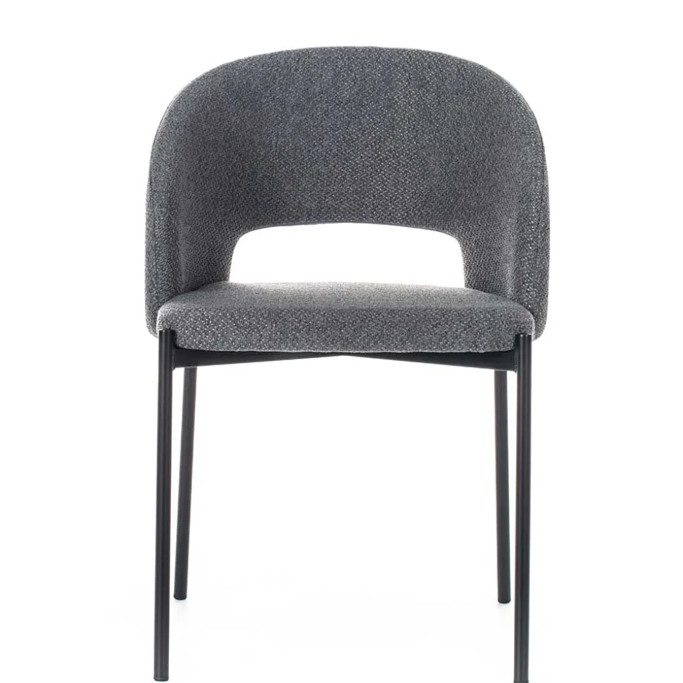 Stühle aus Strukturstoff Grau - Makimona (2er Set)