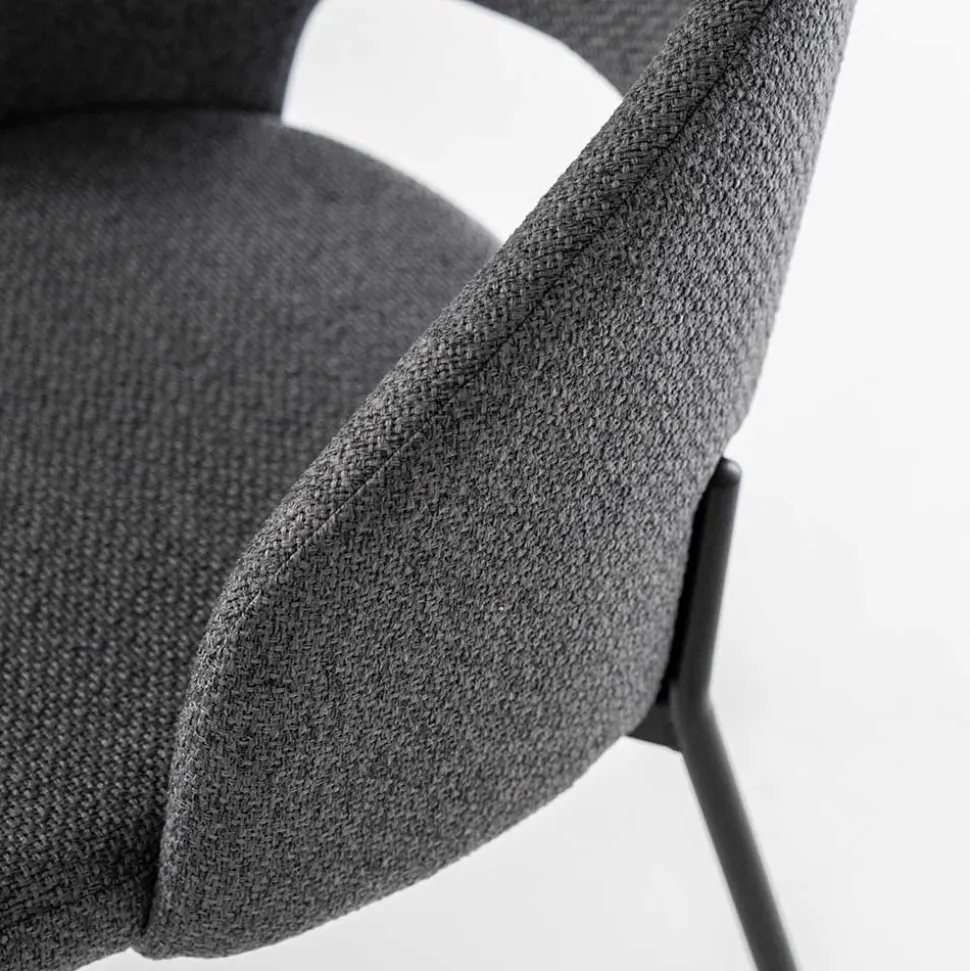 Stühle aus Strukturstoff Grau - Makimona (2er Set)