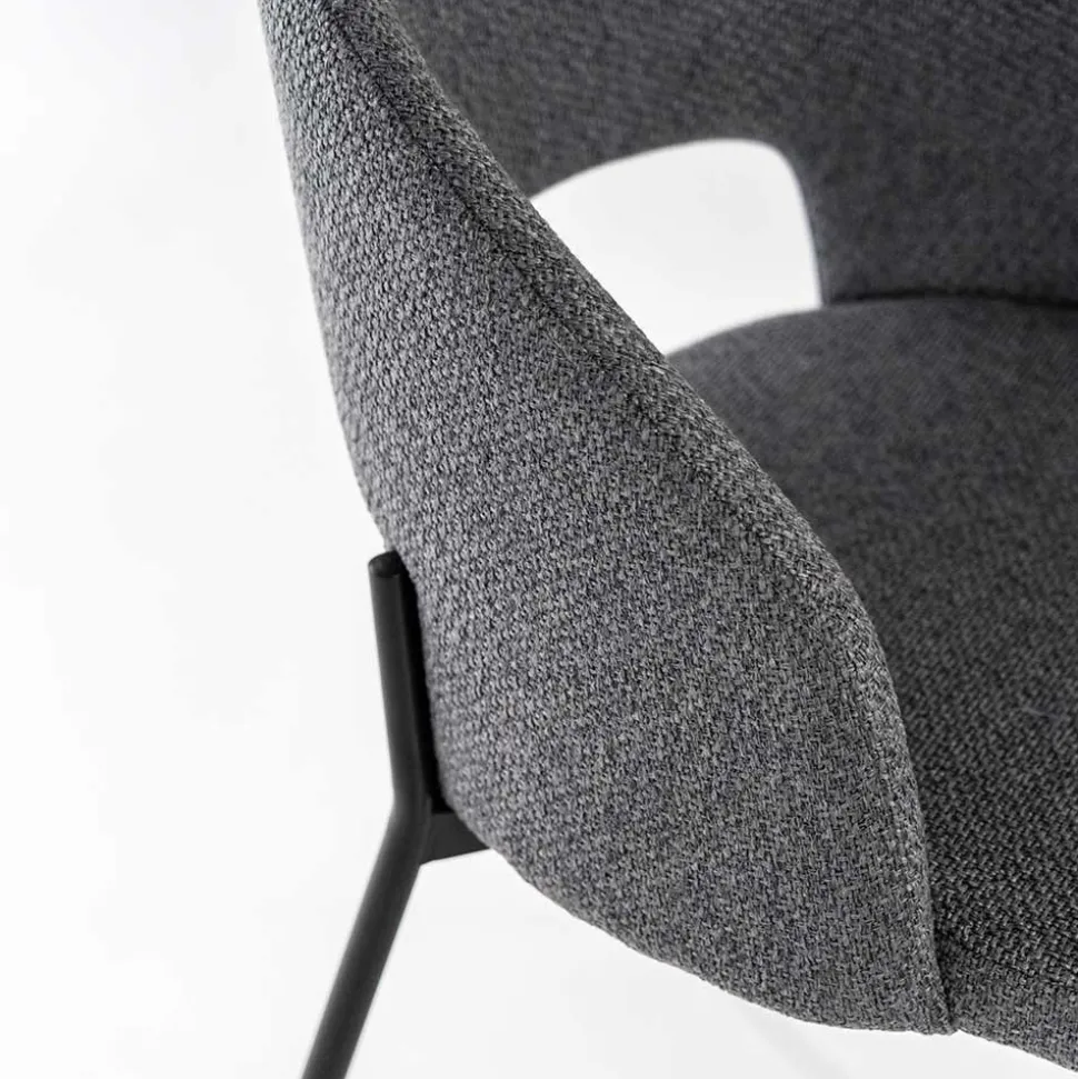 Stühle aus Strukturstoff Grau - Makimona (2er Set)