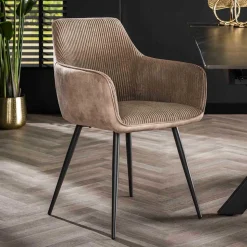 Stühle in Beige Cord und Samt - Tulcea (2er Set)