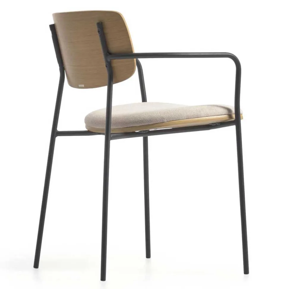 Stühle in Eiche & Beige & Schwarz - Salute (4er Set)