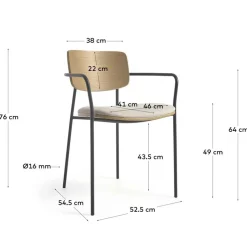 Stühle in Eiche & Beige & Schwarz - Salute (4er Set)