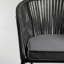 Stühle mit Kordelgeflecht in Schwarz - Gesdana (4er Set)