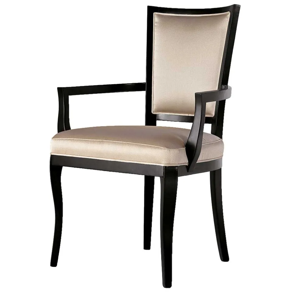 Stilvoller Armlehnenstuhl in Beige Stoff - Susi