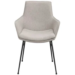 Stoff Armlehnenstuhl in Hellgrau - Jackon (2er Set)