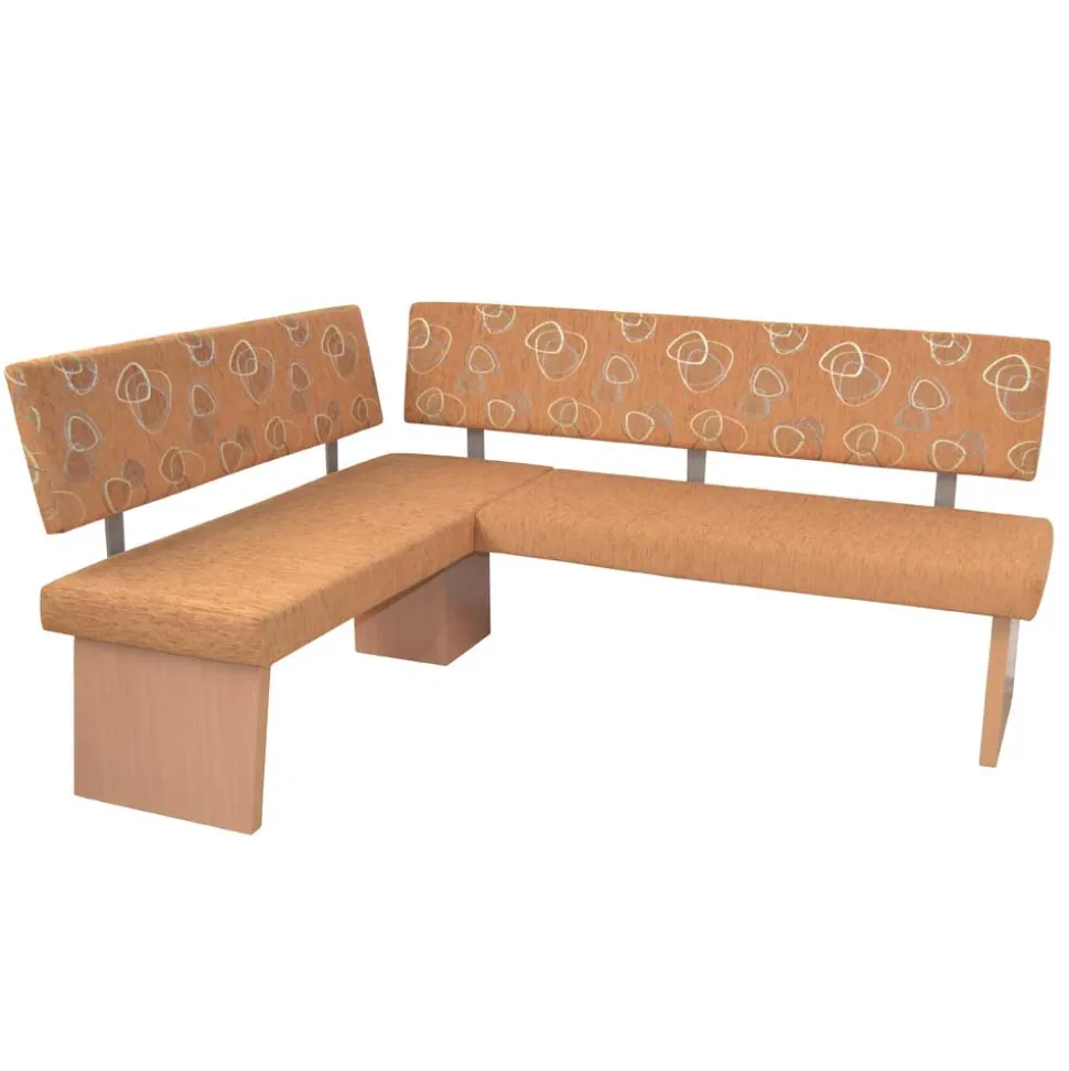 Stoff Eckbank in Braun und Buche Natur - Taranta