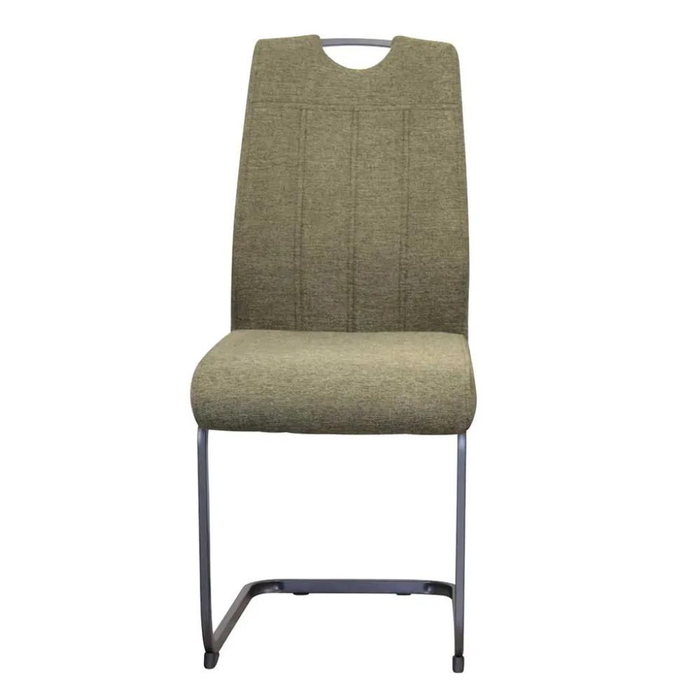 Stoff Freischwinger Stühle in Oliv Grün - Maximo (4er Set)