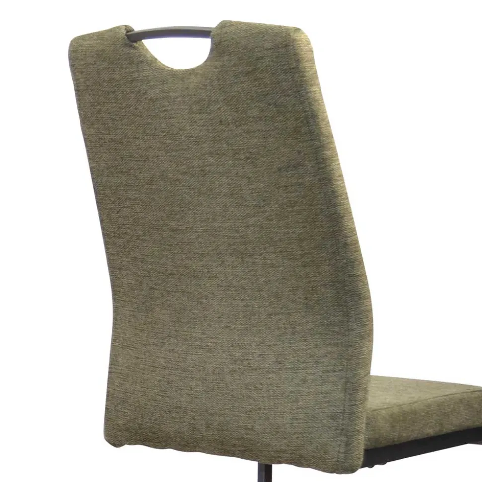 Stoff Freischwinger Stühle in Oliv Grün - Maximo (4er Set)