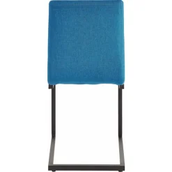 Stoff Freischwinger Stuhl in Petrol Blau - Isakina (2er Set)