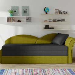 Stoff Recamiere in Dunkelgrau und Messinggelb - Clemeta