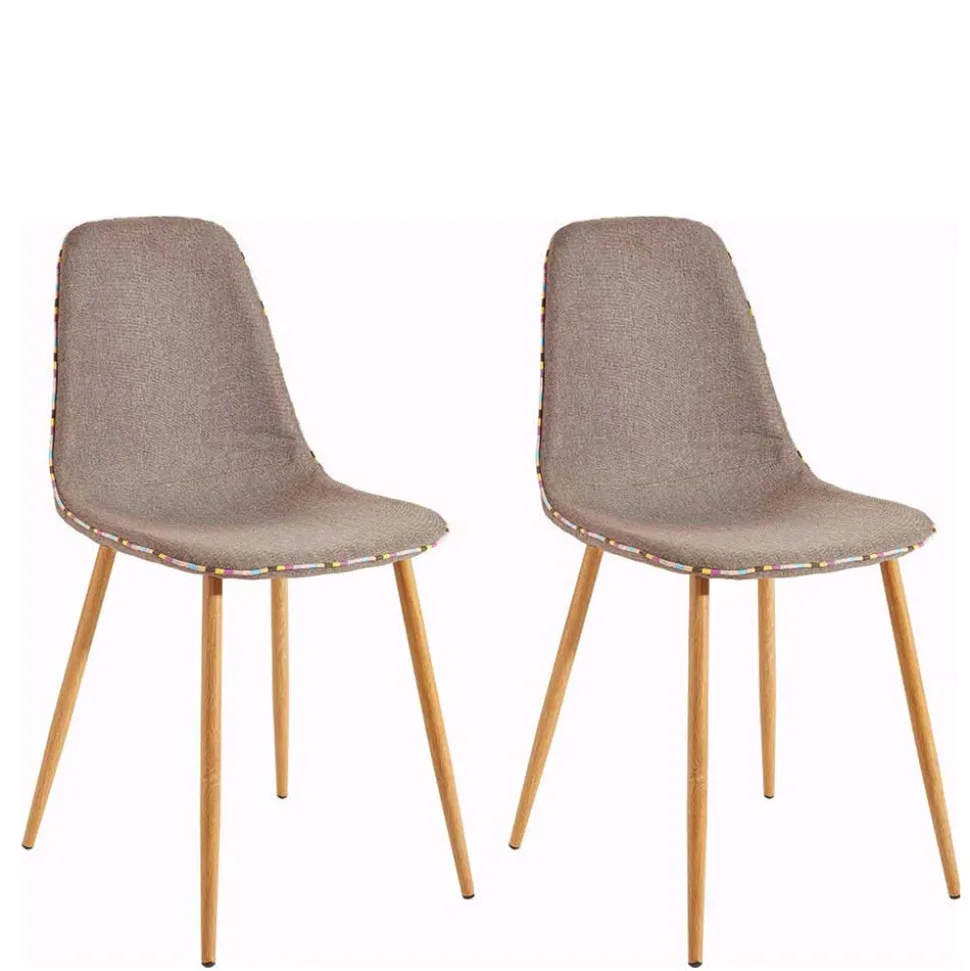 Stoff Schalenstühle in Hellbraun - Murcy (2er Set)