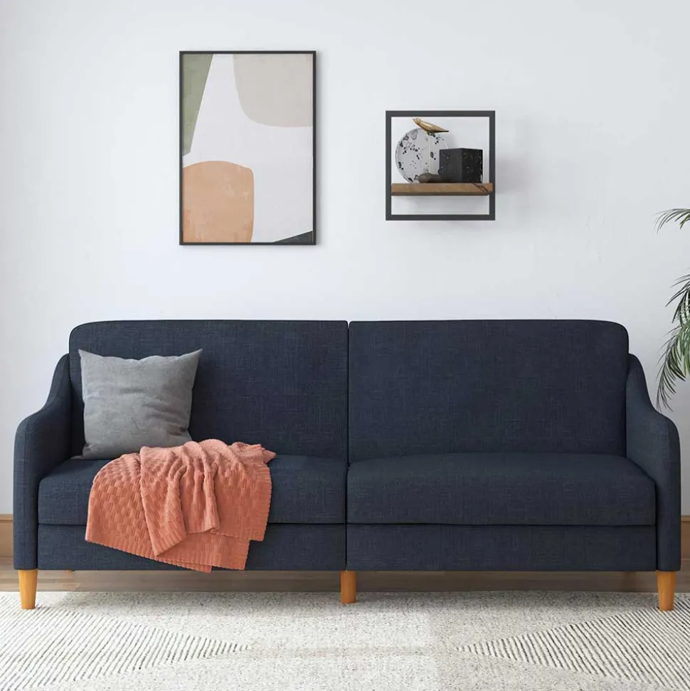 Stoff Schlafcouch in Dunkelblau - Alborg