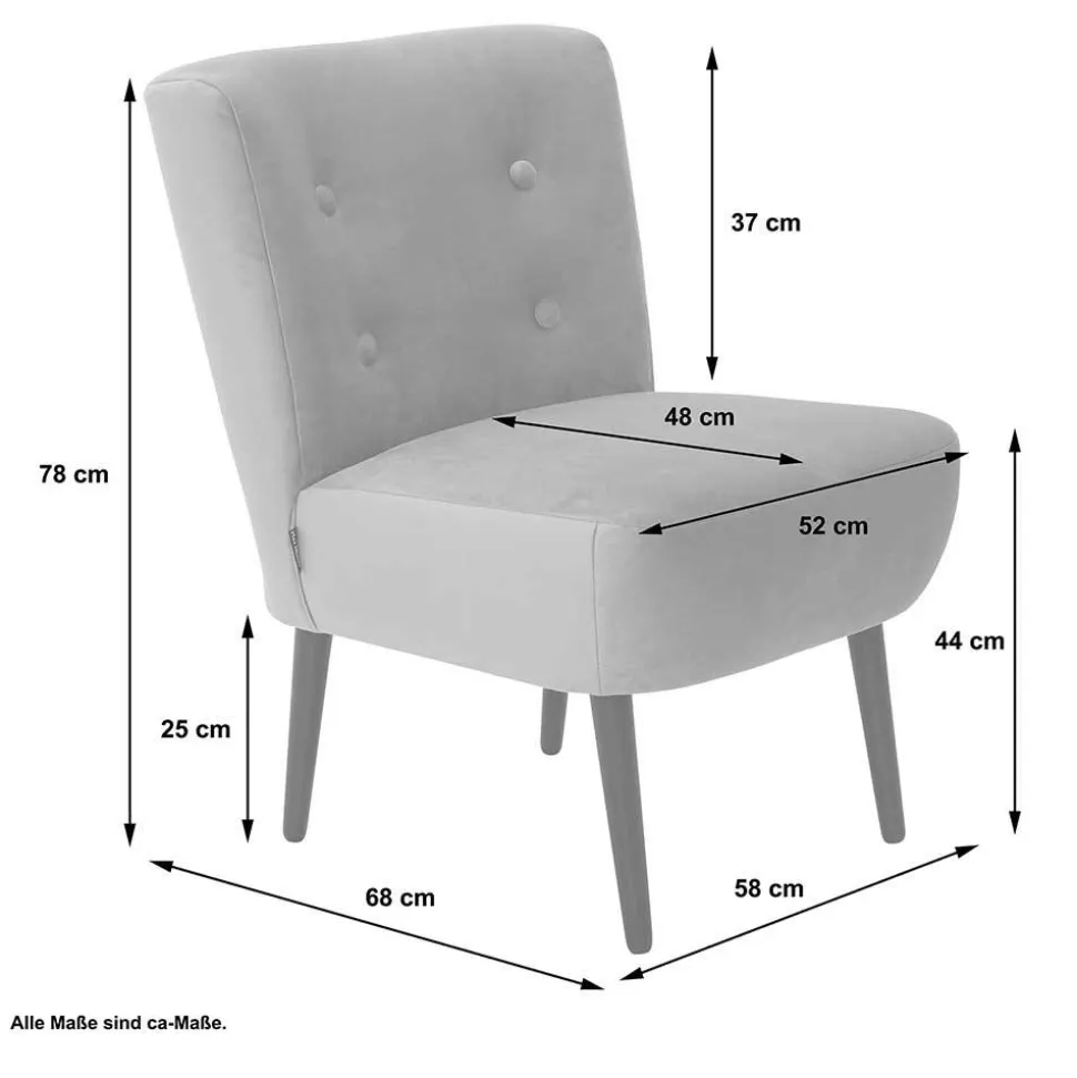 Stoff Sessel ohne Armlehnen in Beigegrau - Filax