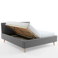 Stoffbett im Skandinavischen Stil in Grau - Cepter