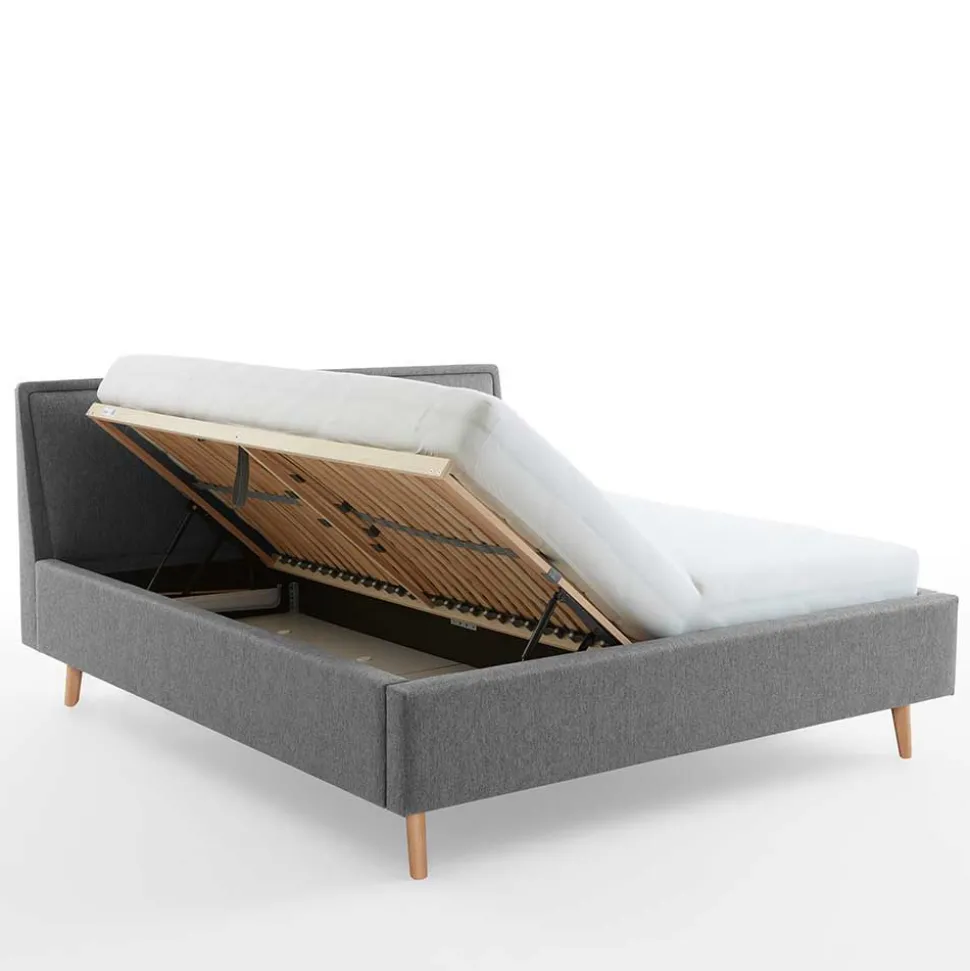 Stoffbett im Skandinavischen Stil in Grau - Cepter