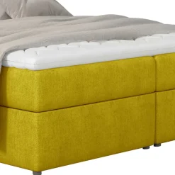 Stoffbett in Currygelb mit Matratzen und Topper - Hadaoi