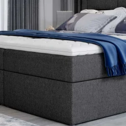 Stoffbett mit Stauraum in Dunkelgrau - Pastolora