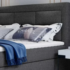 Stoffbett mit Stauraum in Dunkelgrau - Pastolora