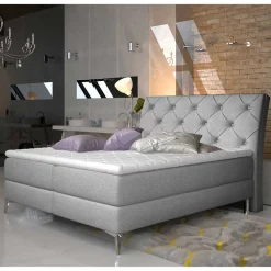 Stoffbett mit Stauraum in Grau - Rentascia