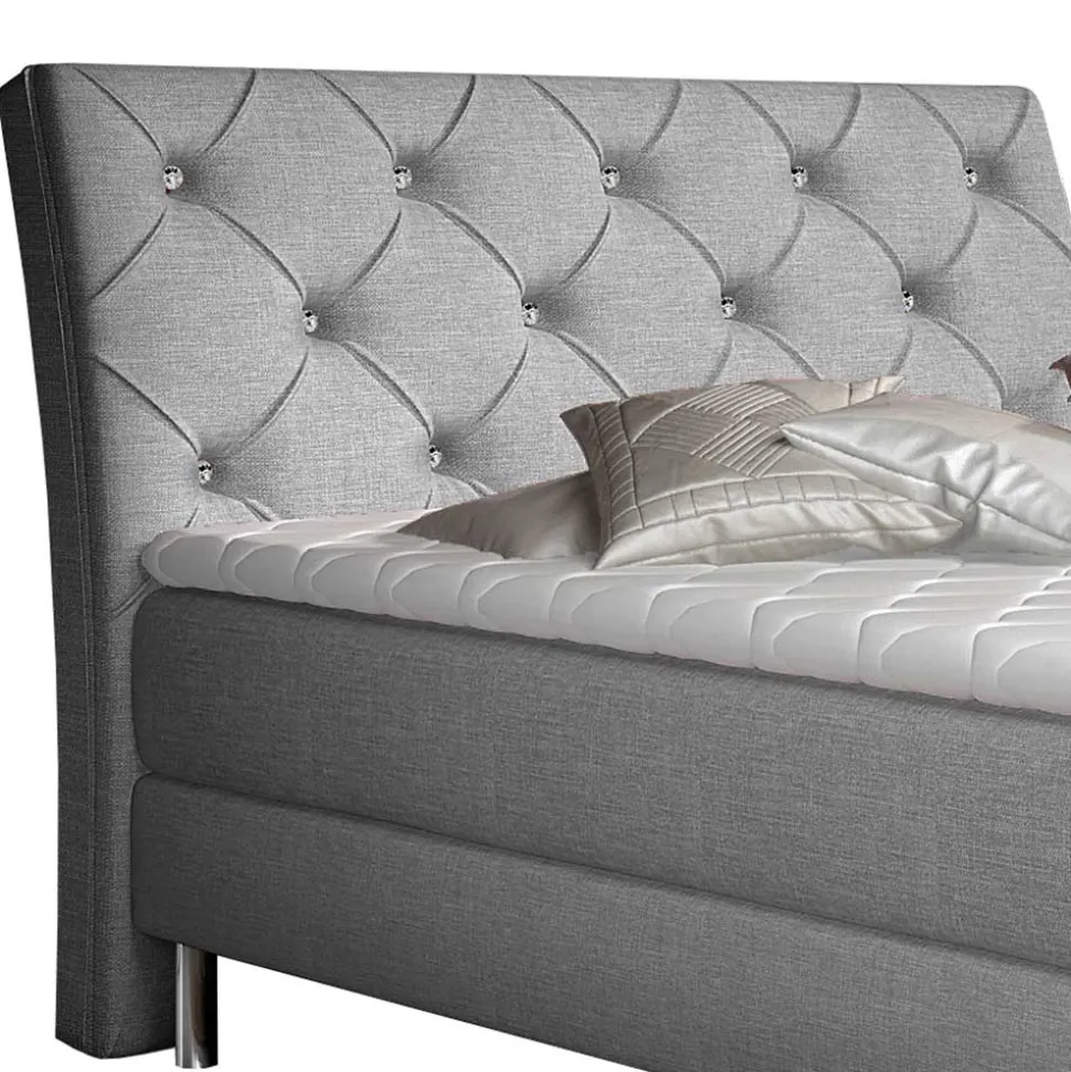 Stoffbett mit Stauraum in Grau - Rentascia