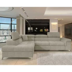 Stoffcouch mit Bettfunktion in Taupe - Moglesia