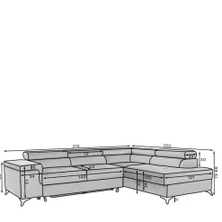 Stoffcouch mit Bettfunktion in Taupe - Moglesia