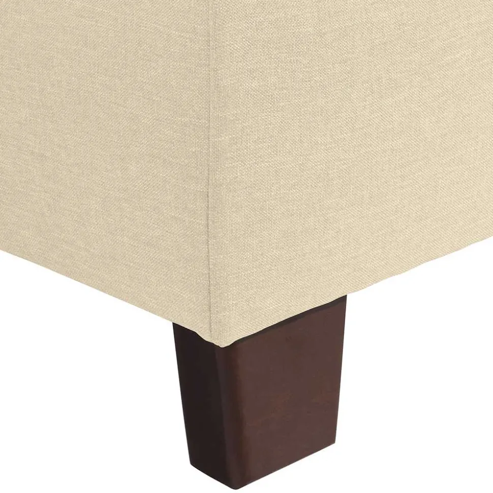 Stoffhocker in Beige mit Nussbaum Braun - Nando