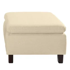 Stoffhocker in Beige mit Nussbaum Braun - Nando