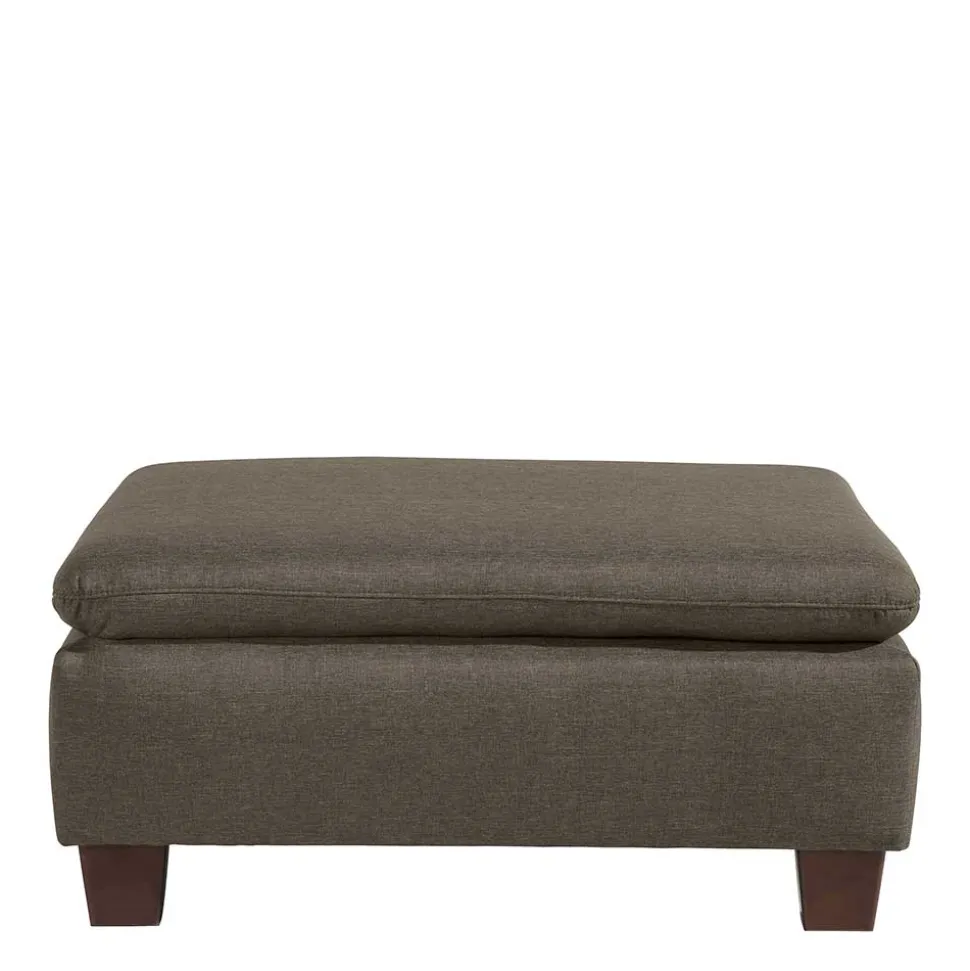 Stoffhocker in Beigegrau und Nussbaum - Abecra