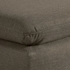 Stoffhocker in Beigegrau und Nussbaum - Abecra