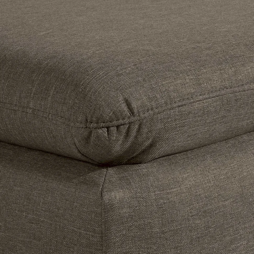 Stoffhocker in Beigegrau und Nussbaum - Abecra