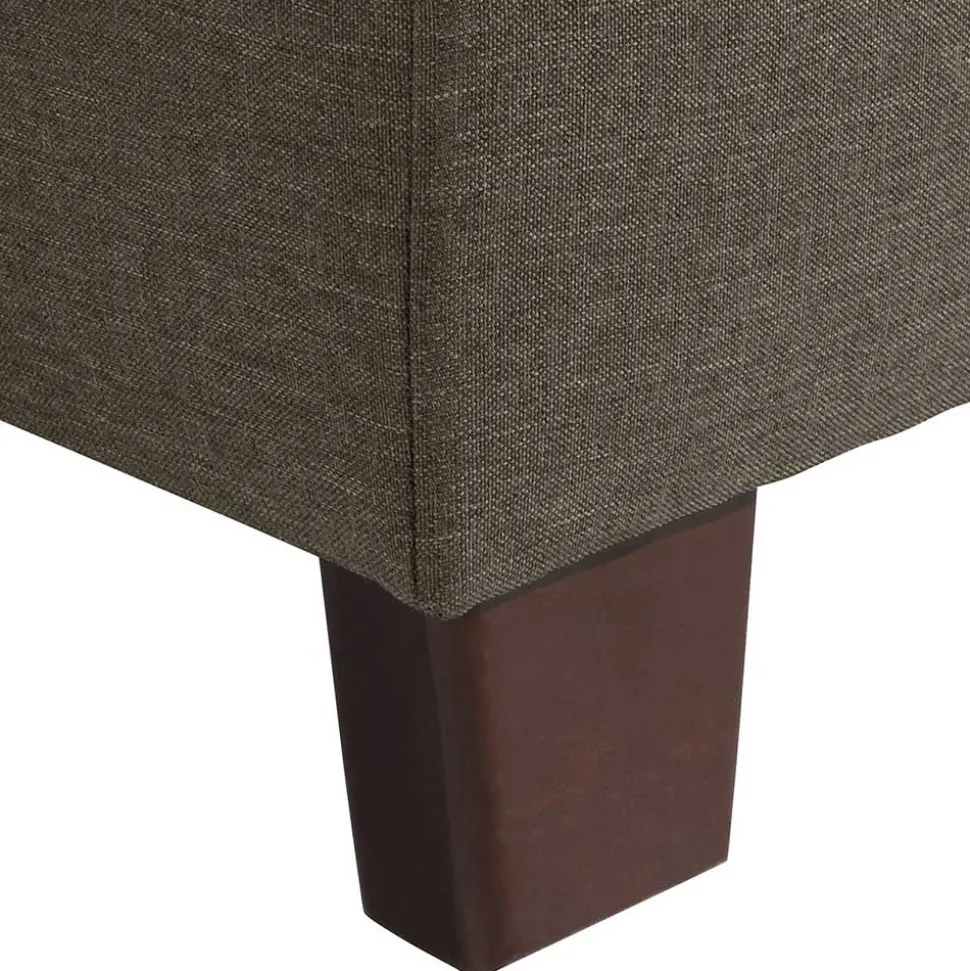 Stoffhocker in Beigegrau und Nussbaum - Abecra