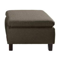 Stoffhocker in Beigegrau und Nussbaum - Abecra