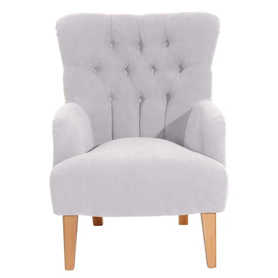 Stoffsessel aus Velours in Silbergrau - Jennva