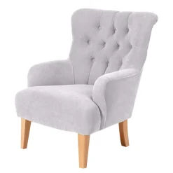 Stoffsessel aus Velours in Silbergrau - Jennva