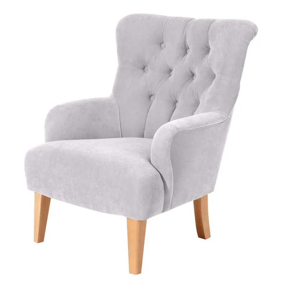 Stoffsessel aus Velours in Silbergrau - Jennva