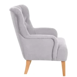 Stoffsessel aus Velours in Silbergrau - Jennva