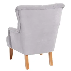 Stoffsessel aus Velours in Silbergrau - Jennva