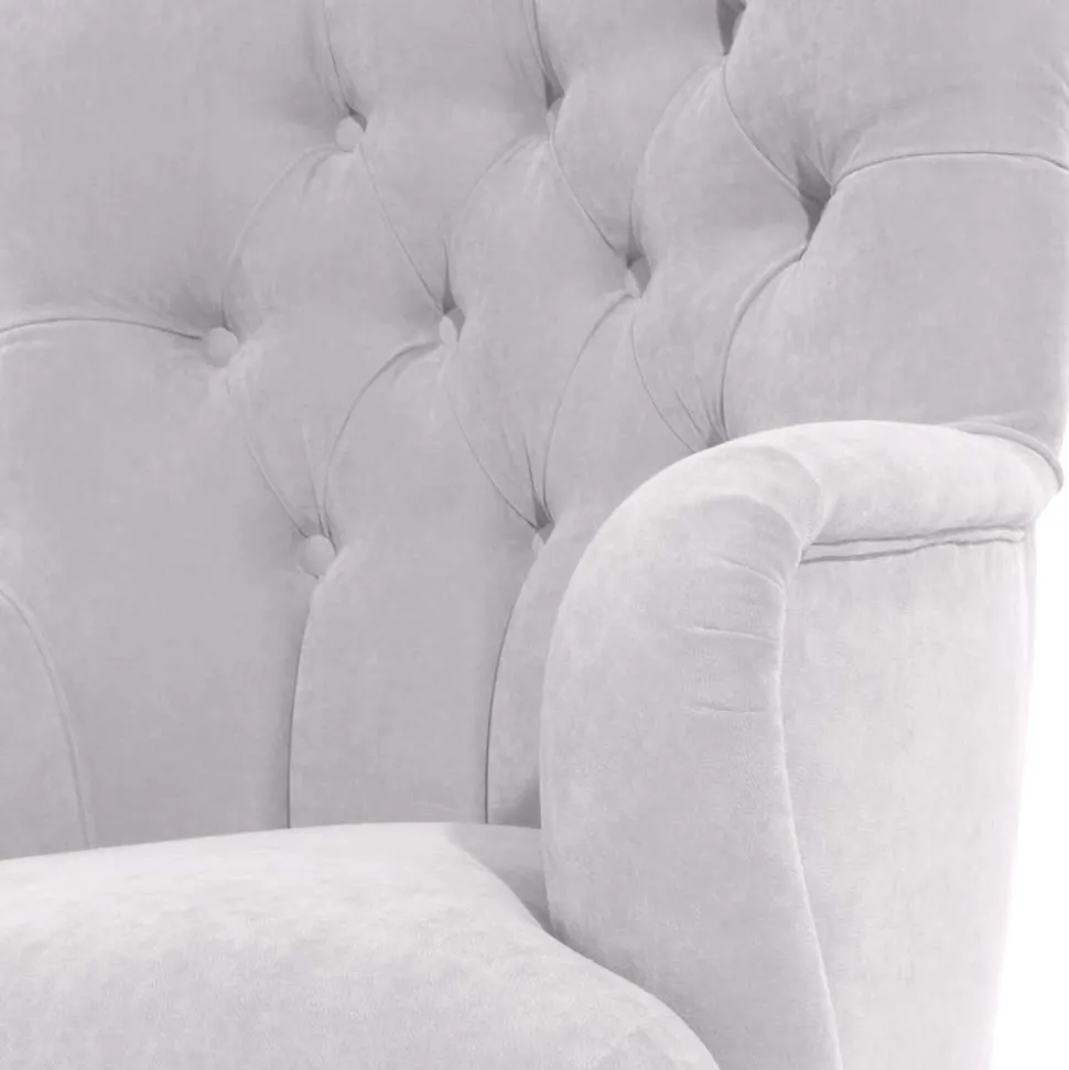 Stoffsessel aus Velours in Silbergrau - Jennva